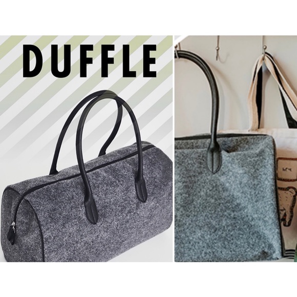 🆕 Travel Duffel Bag Tote GREY Wool Felt - Picture 2 of 16